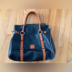 Dooney & Bourke Vintage Florentine Black and Brown Pebbled Leather Satchel Large